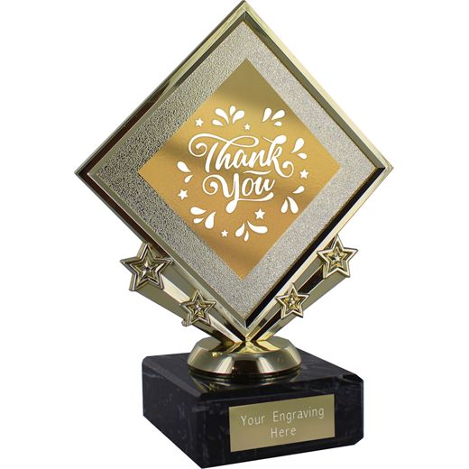 Diamond Thank You Trophy on Marble Base Gold 18.5cm (7.25")