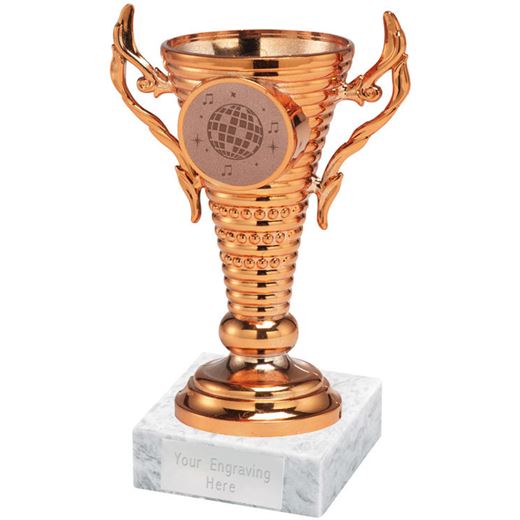 Dance Trophy Cup on White Marble Base Bronze 12.5cm (5")