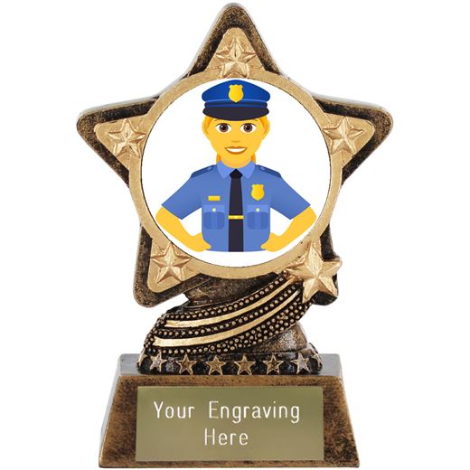 Woman Police Officer Emoji Trophy by Infinity Stars 10cm (4")