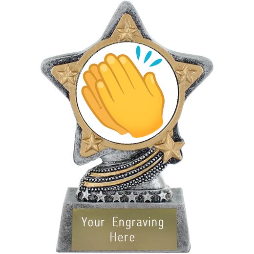 Clapping Hands Emoji Trophy by Infinity Stars Antique Silver 10cm (4")