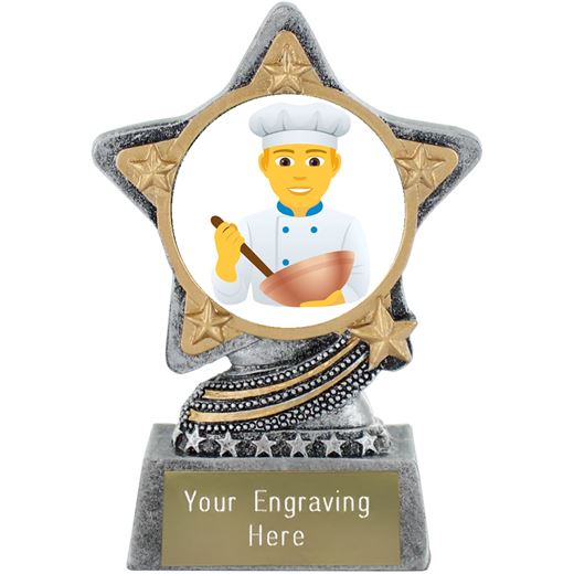 Man Cook Emoji Trophy by Infinity Stars Antique Silver 10cm (4")