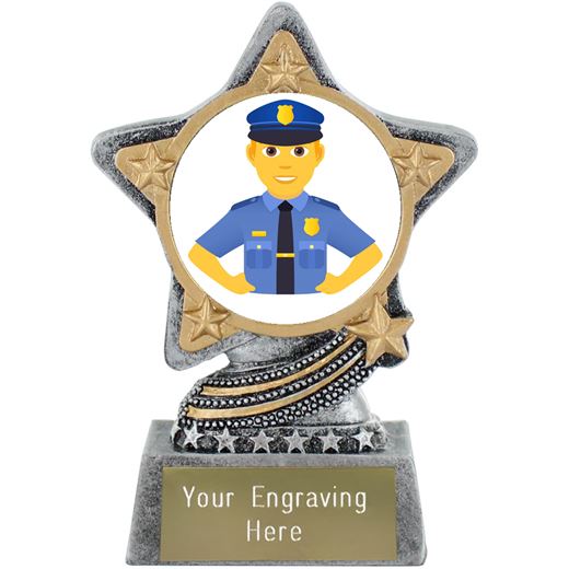 Man Police Officer Emoji Trophy by Infinity Stars Antique Silver 10cm (4")