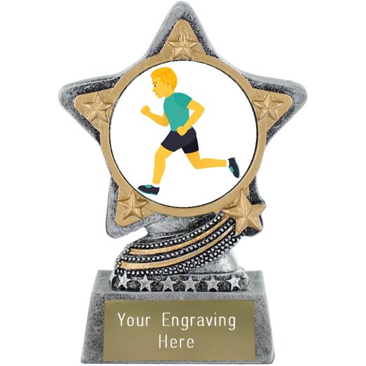 Man Running Emoji Trophy by Infinity Stars Antique Silver 10cm (4")