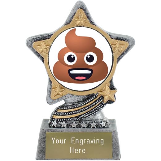 Pile Of Poo Emoji Trophy by Infinity Stars Antique Silver 10cm (4")