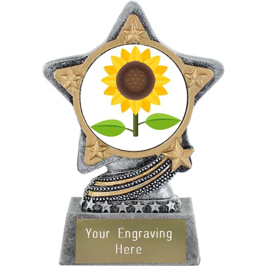 Sunflower Emoji Trophy by Infinity Stars Antique Silver 10cm (4")