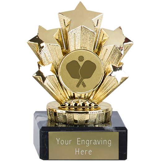 Gold Star Pickleball Trophy On Marble Base 9.5cm (3.75")