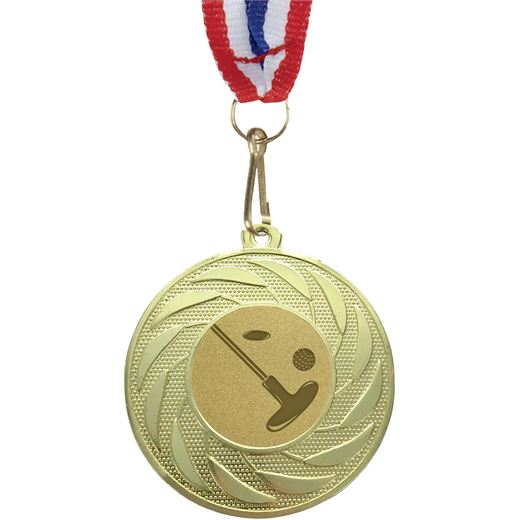 Spiral Glory Mini Golf Medal with Medal Ribbon Gold 50mm (2")