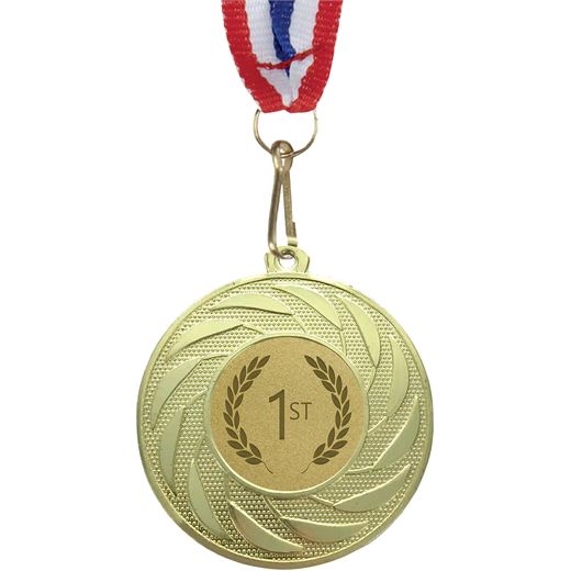 Spiral Glory 1st Place Medal with Medal Ribbon Gold 50mm (2")