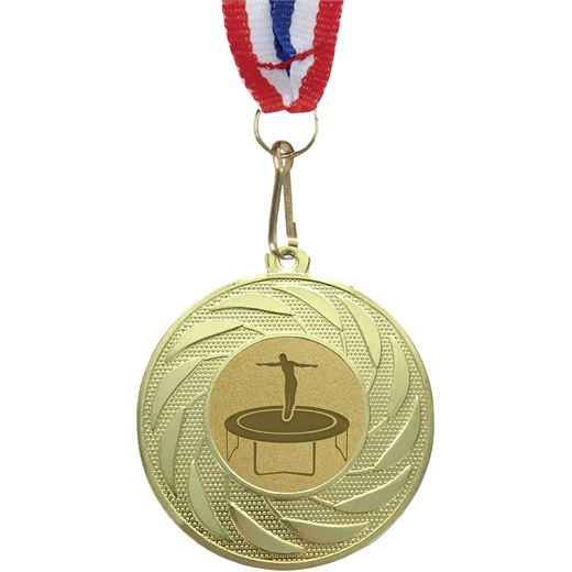 Spiral Glory Trampolining Medal with Medal Ribbon Gold 50mm (2")