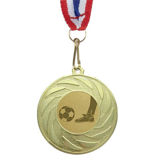Spiral Glory Walking Football Medal with Medal Ribbon Gold 50mm (2")