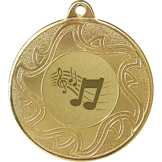 Sunburst Music Medal Gold 50mm (2")