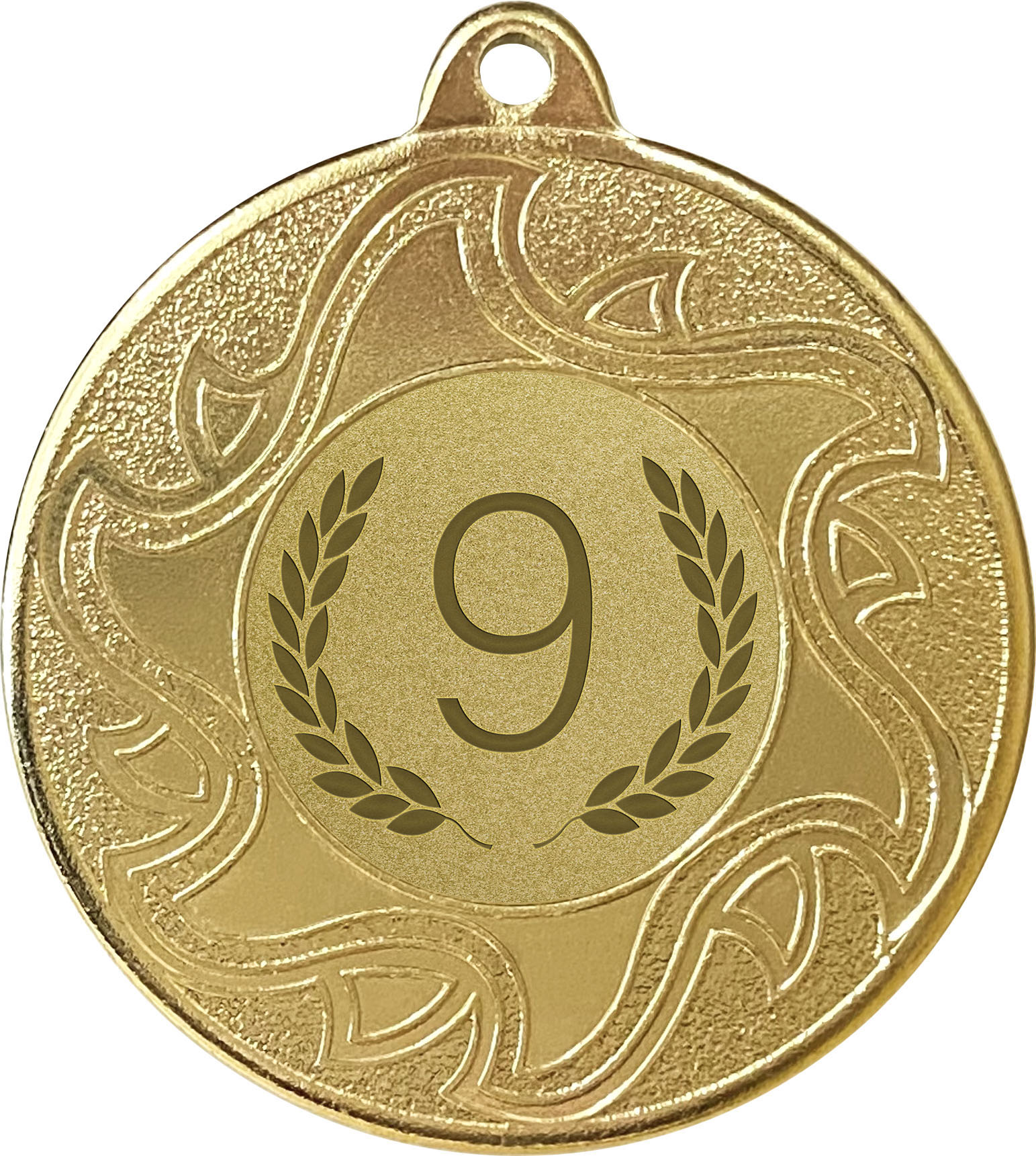 Sunburst Number 9 Medal Gold 50mm (2