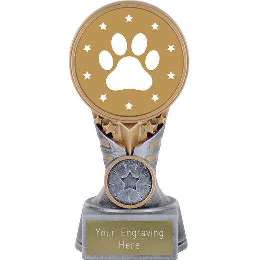 Dog Paw Trophy iKon Antique Silver & Gold 15cm (6")