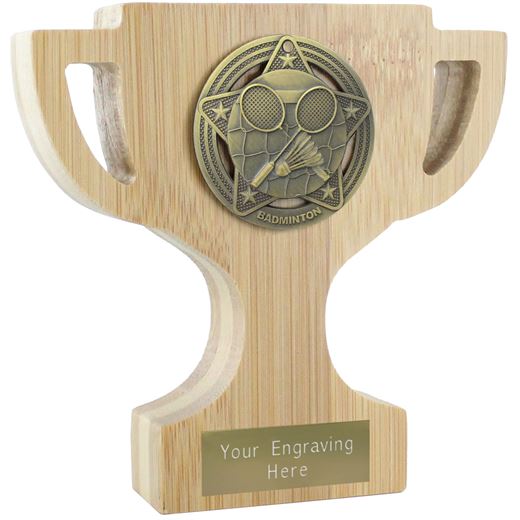 Bamboo Badminton Trophy Cup Antique Gold 13cm (5")