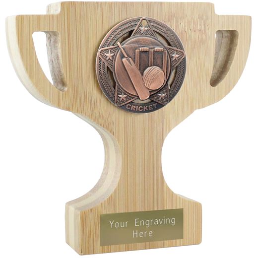 Bamboo Cricket Trophy Cup Antique Bronze 13cm (5")