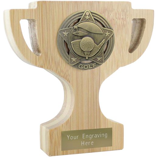 Bamboo Golf Trophy Cup Antique Gold 13cm (5")