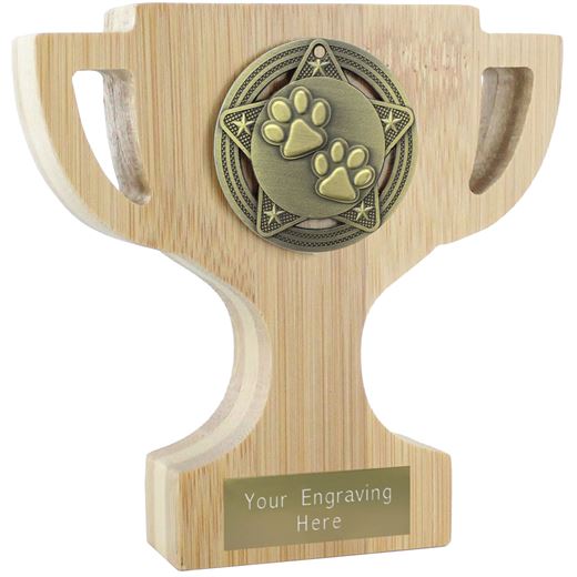 Bamboo Paw Print Trophy Cup Antique Gold 13cm (5")