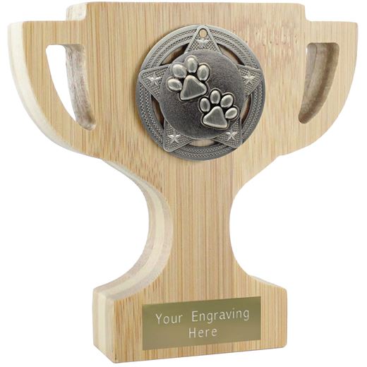 Bamboo Paw Print Trophy Cup Antique Silver 13cm (5")