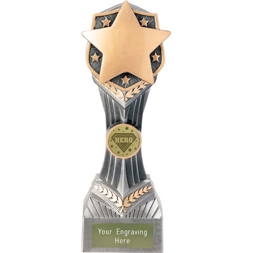 Falcon Hero Trophy Antique Silver 22cm (8.75")