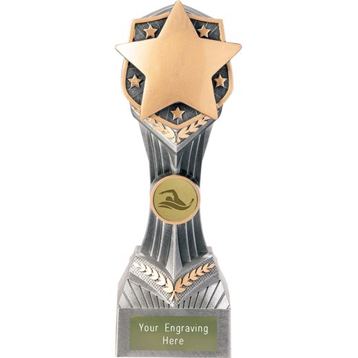 Falcon Swimming Trophy Antique Silver 22cm (8.75")
