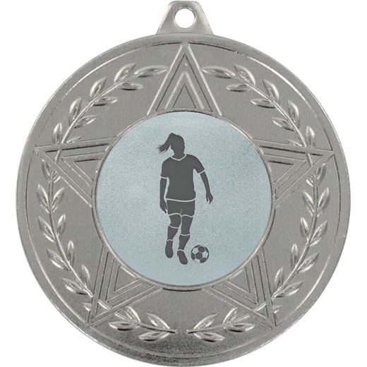 Sirius Female Footballer Medal Silver 50mm (2")