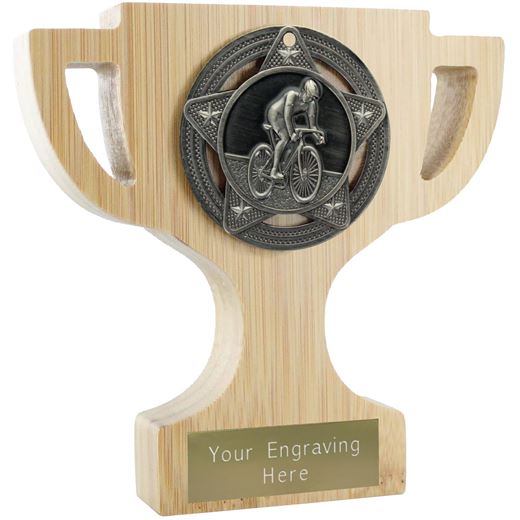 Bamboo Cycling Trophy Cup Antique Silver 11cm (4.25")