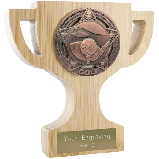 Bamboo Golf Trophy Cup Antique Bronze 11cm (4.25")