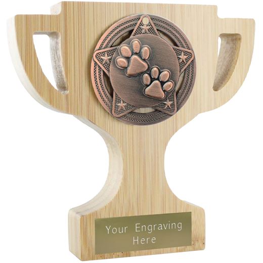 Bamboo Paw Print Trophy Cup Antique Bronze 11cm (4.25")