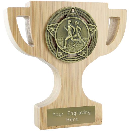 Bamboo Running Trophy Cup Antique Gold 11cm (4.25")