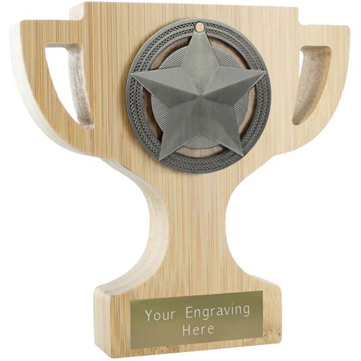 Bamboo Star Trophy Cup Antique Silver 11cm (4.25")