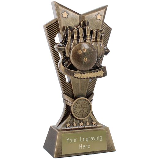 Spectre Ten Pin Bowling Trophy Antique Gold 20cm (8")