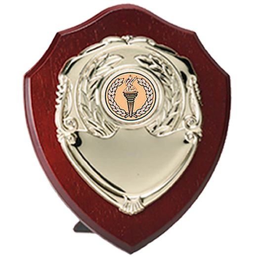 Gold Presentation Shield on Wood 12.5cm (5")
