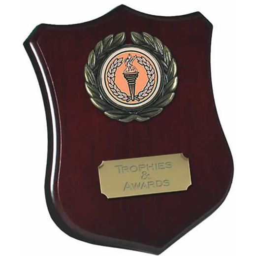 Wooden Shield Award with Leaf Surround 10cm (4")