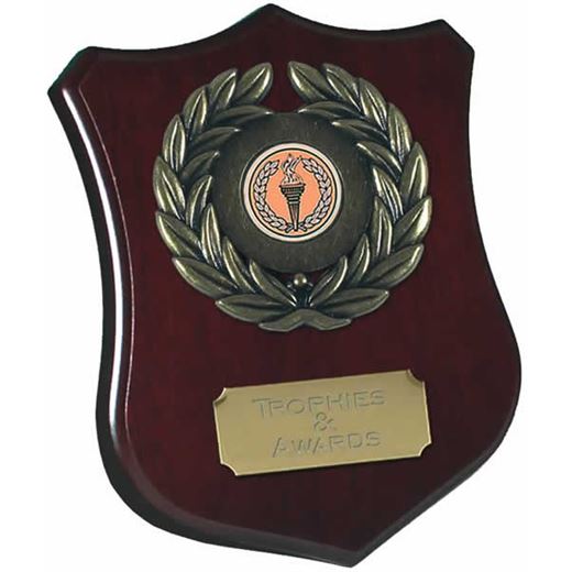 Wooden Shield Award with Leaf Surround 15cm (6")